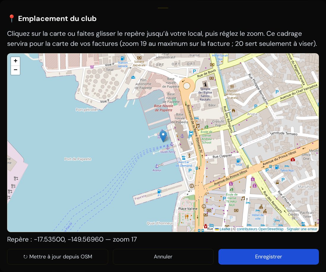 Gestion du club › Carte