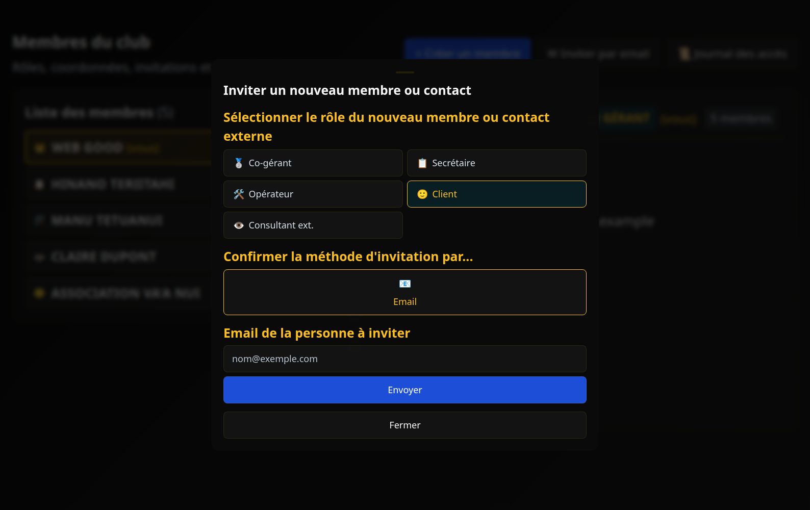 Inviter un membre